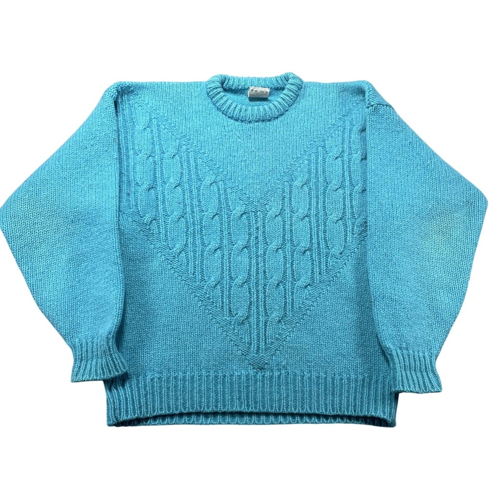 Vintage John Molloy Sweater Mens Medium Blue Wool Knit Crewneck Pullover Ireland